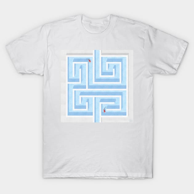 Koi pond maze T-Shirt by AtelierNab